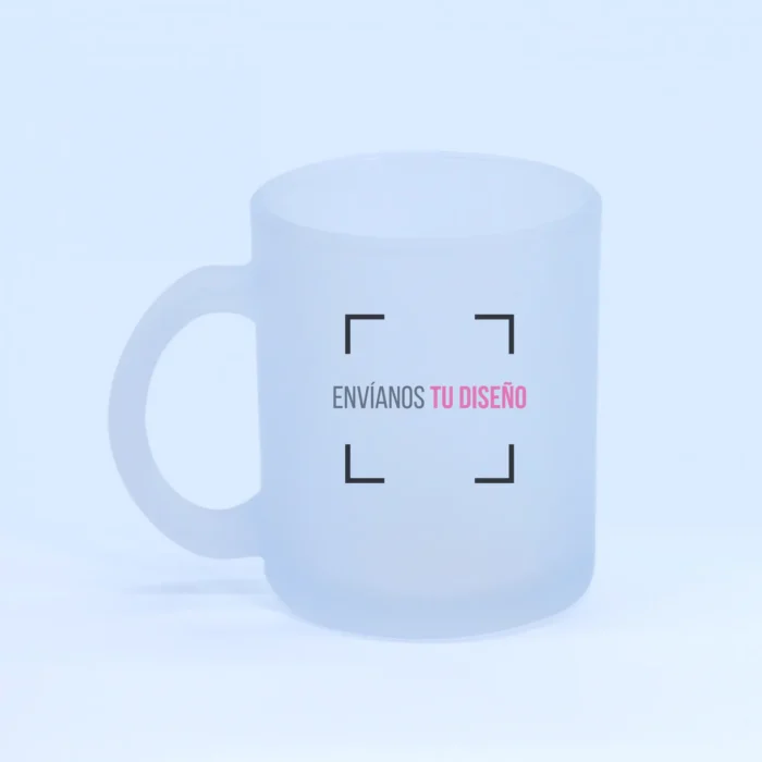 Tazón empavonado personalizado de vidrio opaco, imagen frontal con frase "envíanos el diseño".