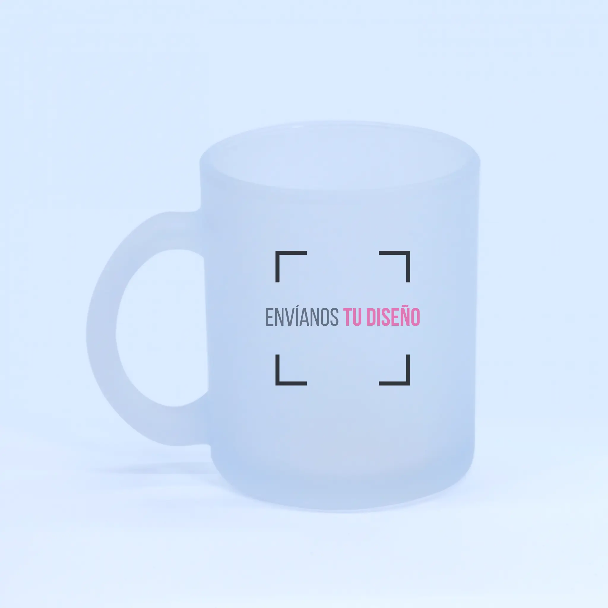 Tazón empavonado personalizado de vidrio opaco, imagen frontal con frase "envíanos el diseño".