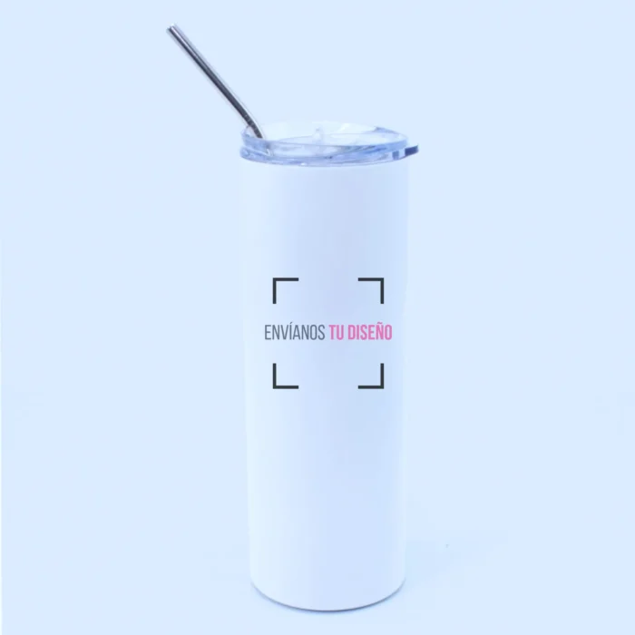 Vaso con bombilla personalizado con tu diseño. Incluye tapa y bombilla reutilizable.